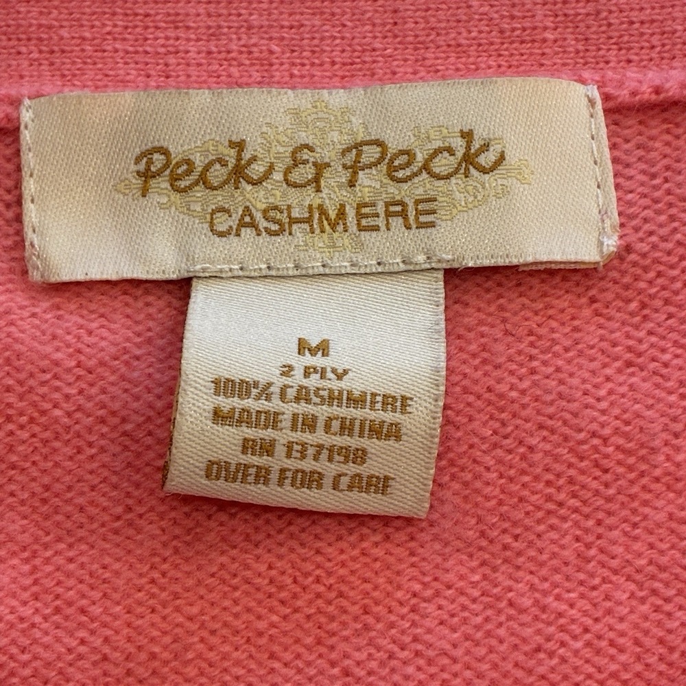 Peck & Peck 100% Cashmere‎ Sweater Womens M Coral Boat Neck Quiet Luxury Capsule - Picture 6 of 7